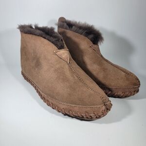 LL Bean Womens 6 Wicked Good Slippers 6 Chocolate Brown Suede Shearling Bootie